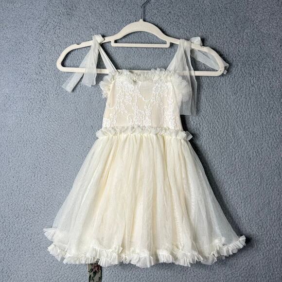 Flowords Dress Toddler Girls 110 5T Cream Lace Sleeveless Tiered Formal NEW‎ - Picture 1 of 10